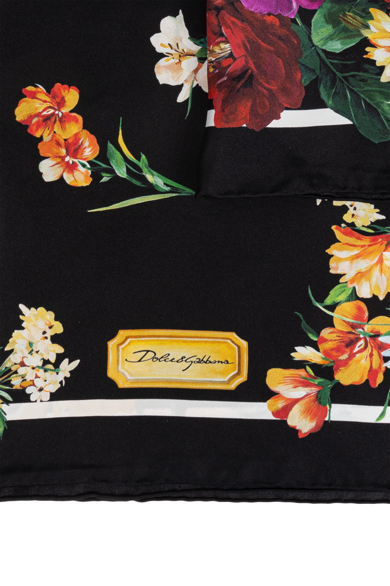 Black Silk scarf with floral motif Dolce & Gabbana - Vitkac